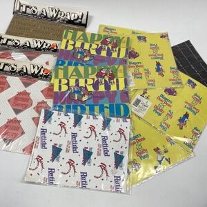 Vintage Gift Wrap Wrapping Paper most Sealed NIP novelty birthday baby retired